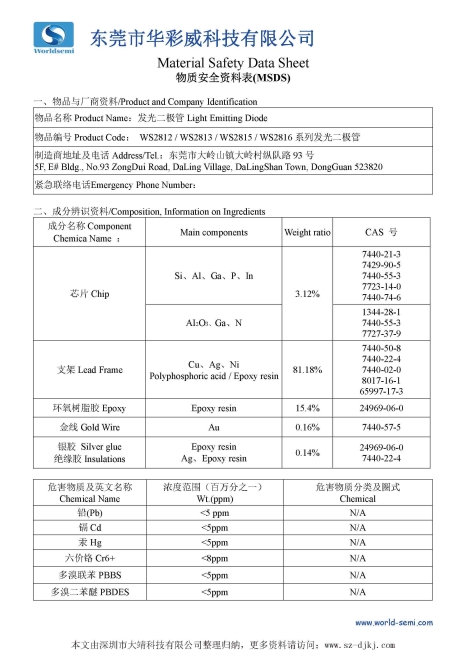 華彩威(Worldsemi) MSDS